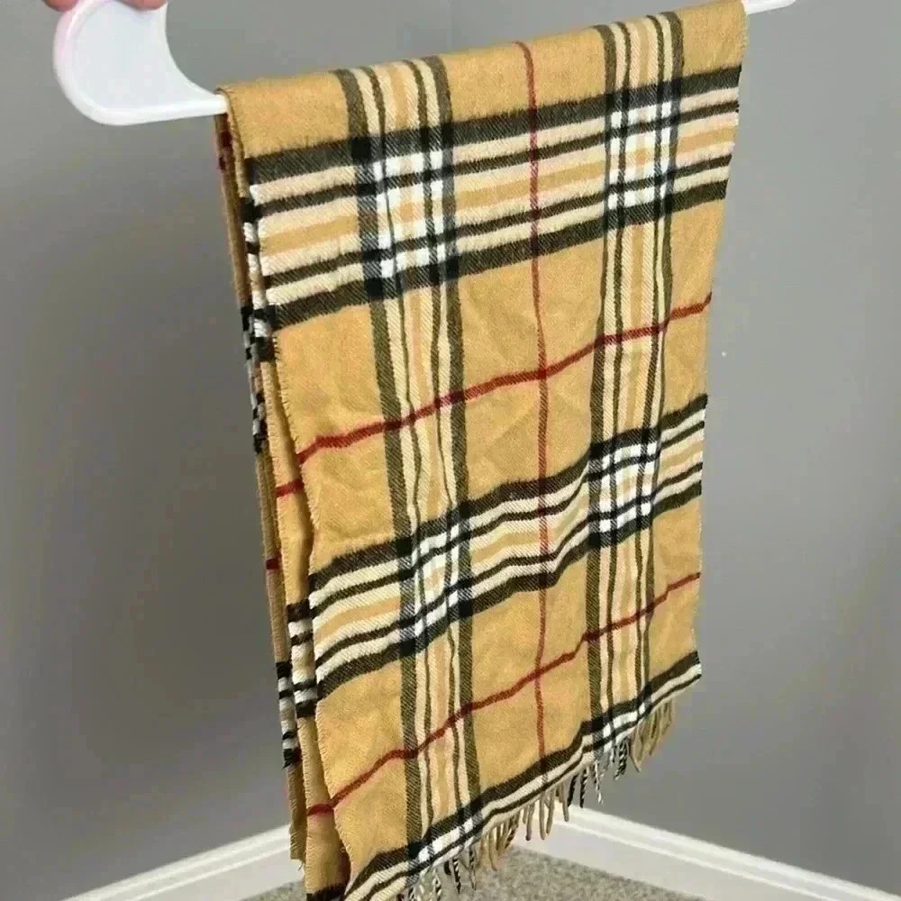 FRAAS PLAID CASHMINK SCARF Color Camel Black Red Cream - Picture 3 of 4